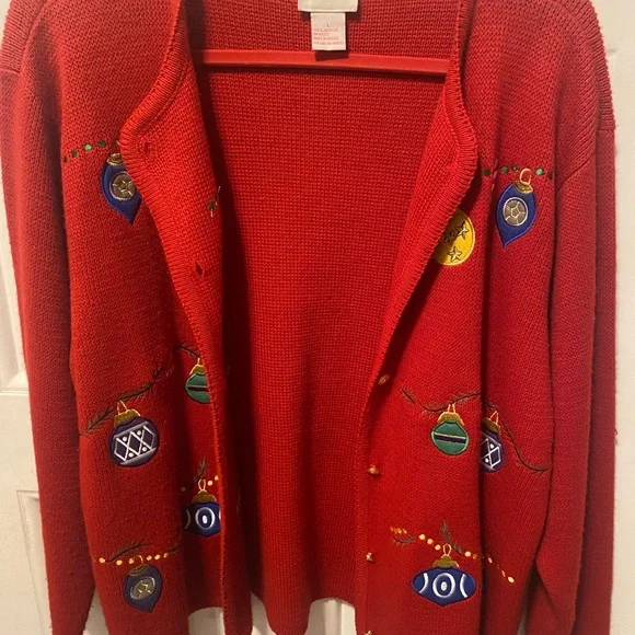 🧑‍🎄 SOLD 🧑‍🎄 Christmas Sweater, Red with decorations - Picture 13 of 13